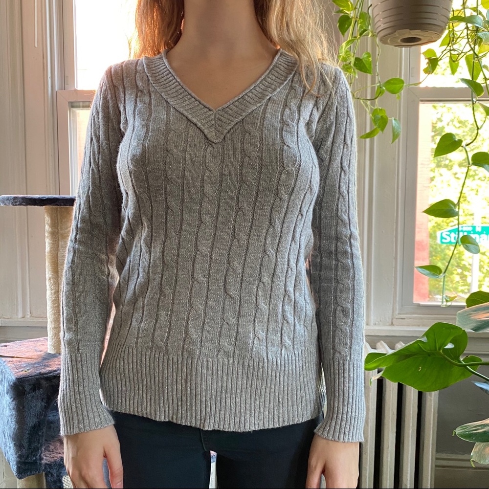 Sparkly gray Loft sweater